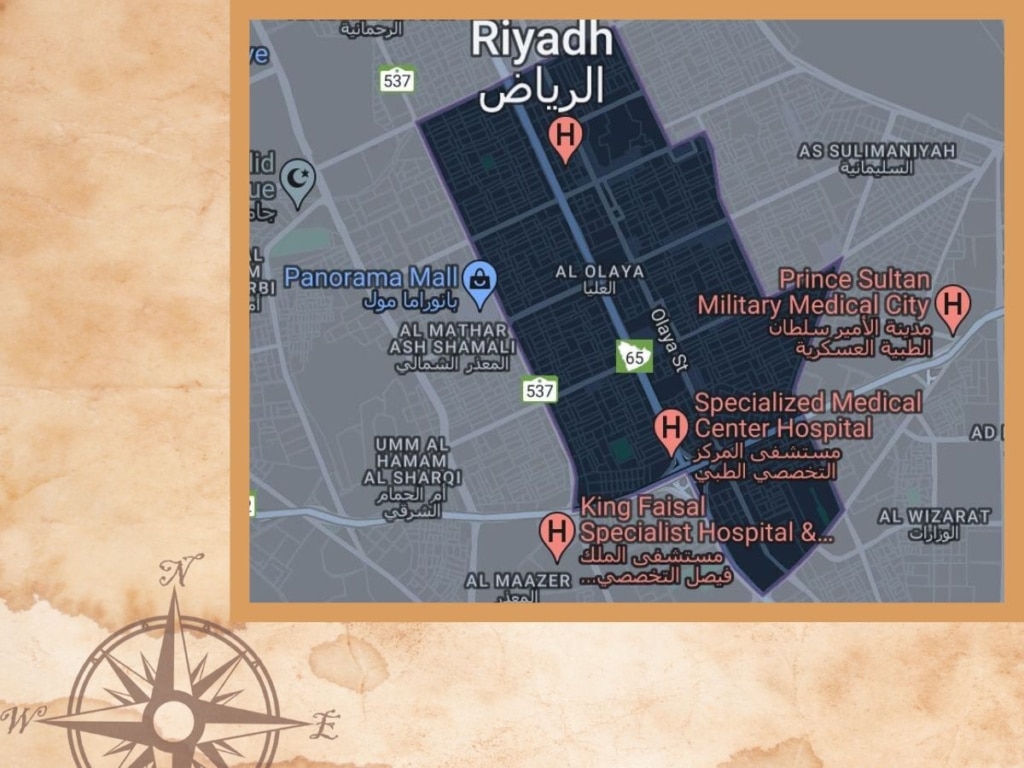 حي العليا أشهر منطقة سكنية وتجارية في  قلب الرياض. Olaya District is the most famous residential and commercial area in the heart of Riyadh